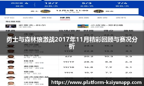 勇士与森林狼激战2017年11月精彩回顾与赛况分析